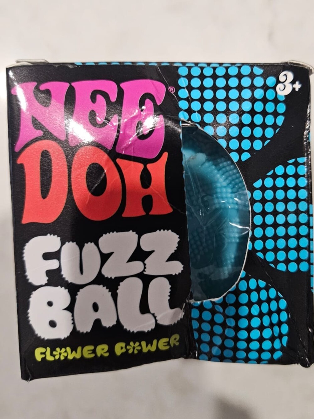 NeeDoh Fuzz Ball Flower Power Blue Sensory Fidget Stress Ball